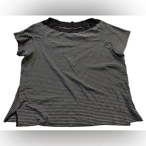 Lands' End Dark Blue and White Striped Shirt